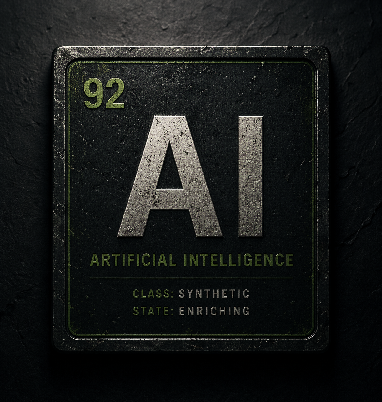 AI as element 92 — synthetic, enriched, and requiring containment